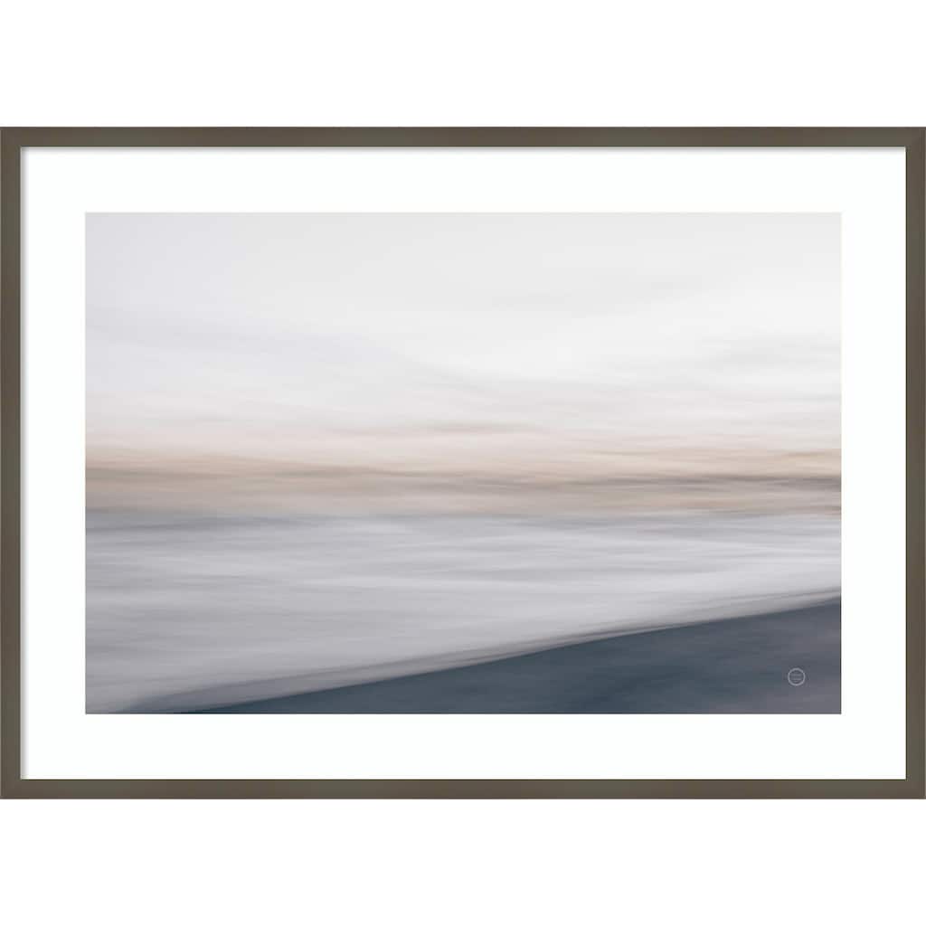 Waves Move Me I by Nathan Larson Wood Framed Wall Art Print - Svelte Clay Grey