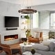 preview thumbnail 10 of 26, Modern 24" Walnut LED Wood Chandelier Ring Chandelier for Living Room Foyer