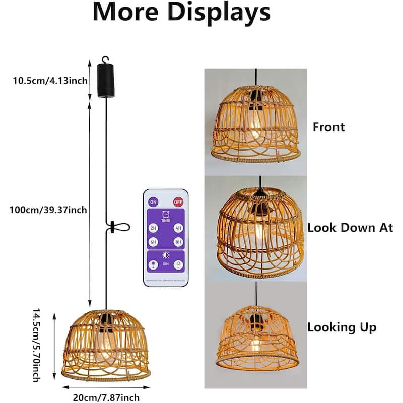 Handmade chandelier light brown pendant light bamboo rattan, polyvinyl chloride patio light