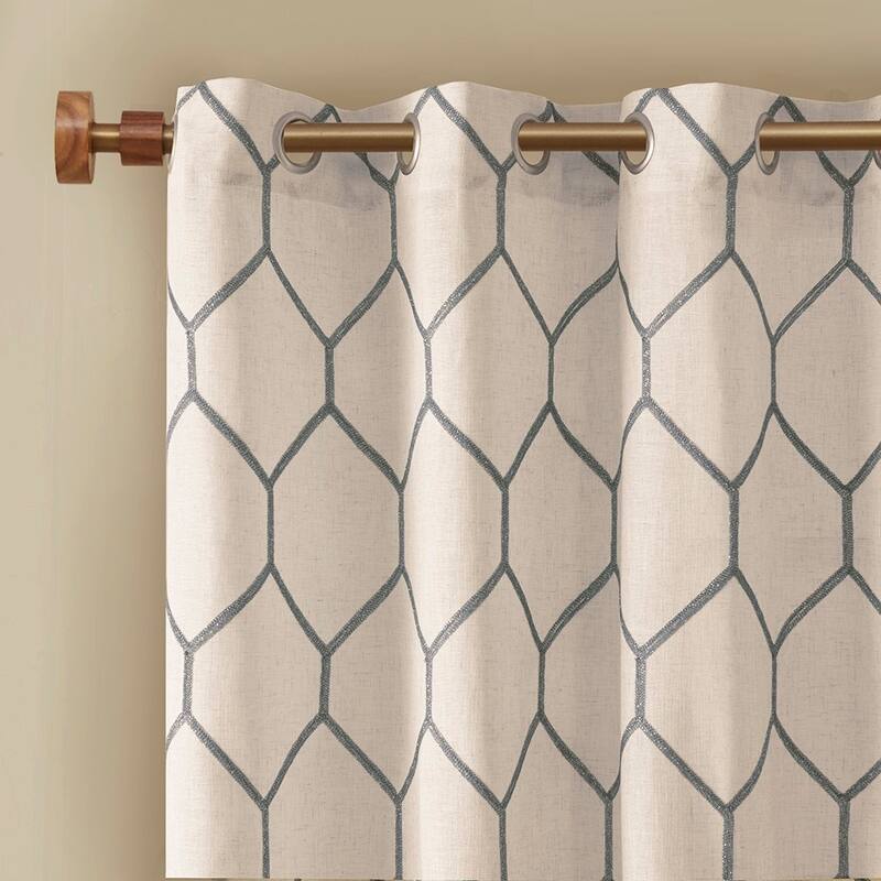 Metallic Geo Embroidered Curtain Panel(Only 1 Pc Panel)