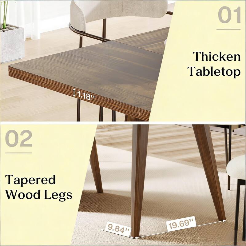 Wooden Dining Table Kitchen Table, Home Office Table, Coffee Table Meeting Table with Tapered Legs