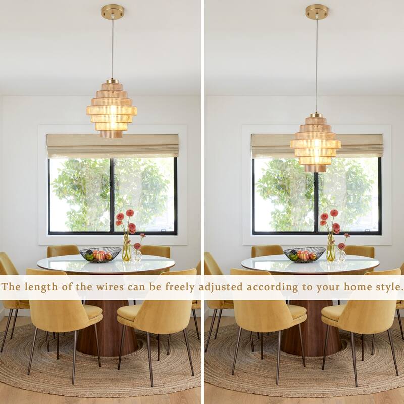1-Light Classic Pendant Light with Glass Shade, Semi Flush Mount Chandelier for Dining Room Living Room Bedroom Kitchen