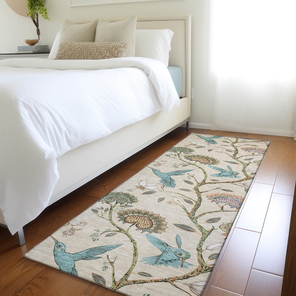 Premium Washable Super Soft Hummingbird Garden Mayfield Rug