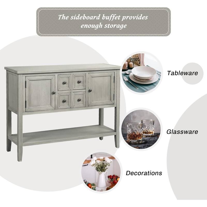 Console Tables for Entryway,Narrow Console Table with Storage,46" Extra Long Foyer Table, Sofa Tables with Draws and 2 Cabinets