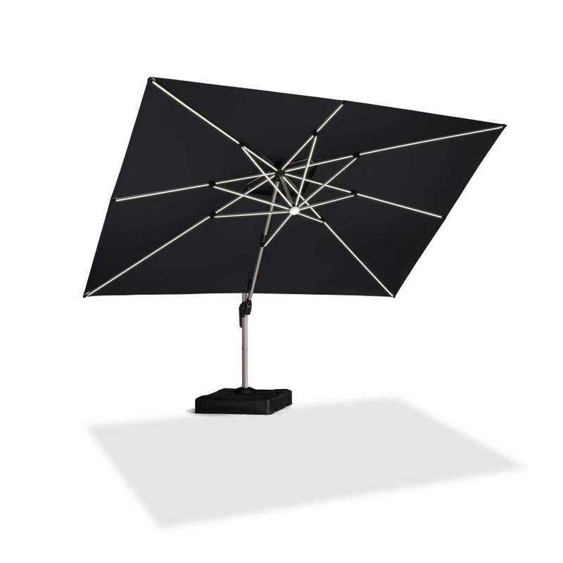 PURPLE LEAF Double Top LED Rectangle Patio Cantilever Umbrella - 12ft/Grey
