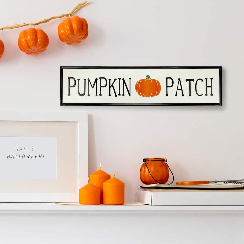 31.5" Black and Orange Pumpkin Patch Metal Autumn Sign