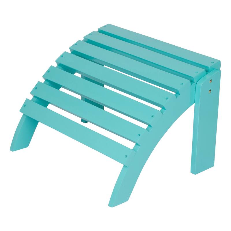 Laguna Wood Outdoor Patio Adirondack Chair Ottoman - Aqua