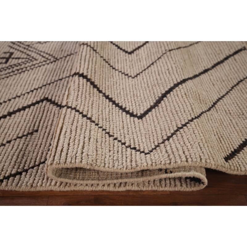 Earth Tone Moroccan Modern Area Rug Handmade Wool Carpet - 7'10"x 10'6"