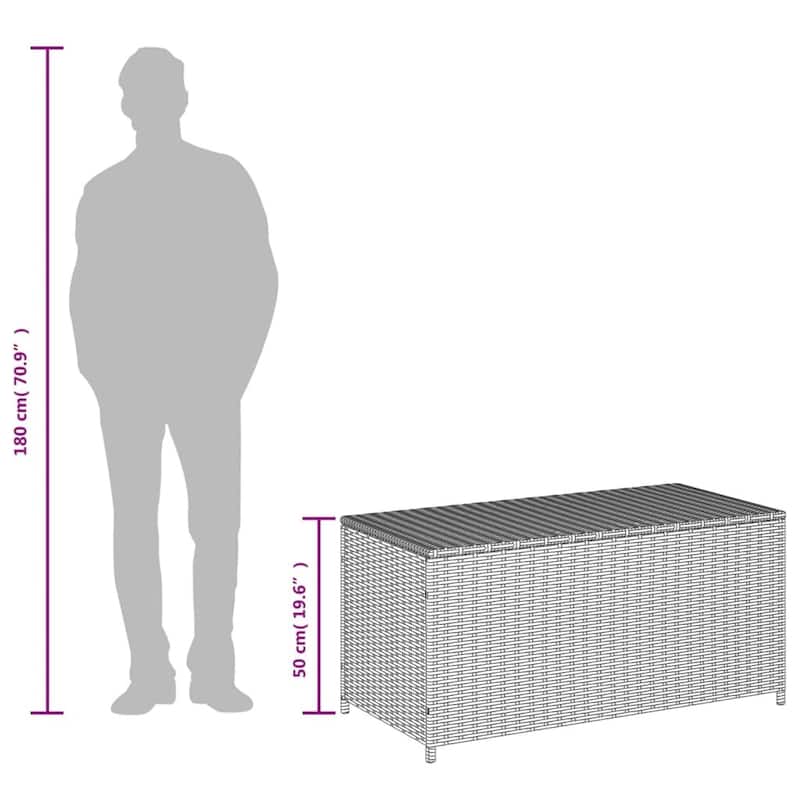 vidaXL Patio Storage Box Poly Rattan 70.9"x35.4"x27.6" Gray