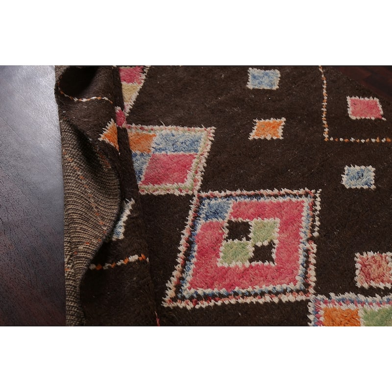 Tribal Oriental Geometric Moroccan Area Rug Hand-knotted Wool Carpet - 6'10" x 10'10"