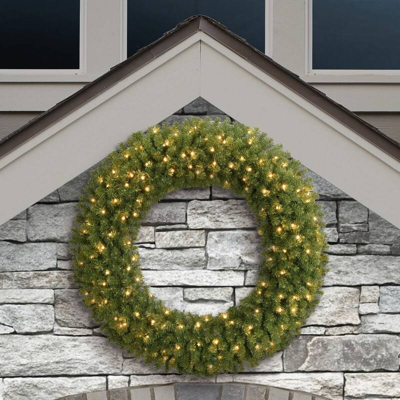 Puleo International 48" Pre-Lit Artificial Utah Spruce Wreath with 150 Warm White LED Lights - Green