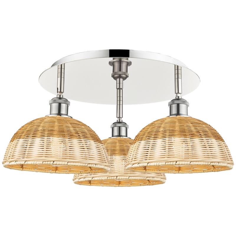 Innovations Lighting Endless Possibilities Ballston - Bristol Natural II - 3 Light 21" Flush Mount - Polished Nickel