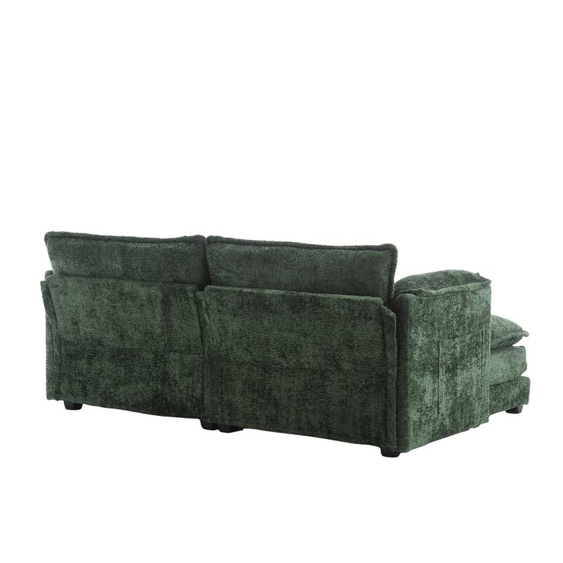 76'' Oversized Chenille Loveseat Sofa with Movable Ottoman Small Sofa for Apartment
