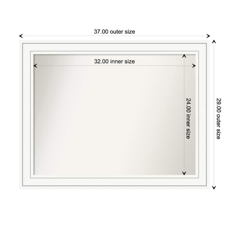 Craftsman White Framed Non-Beveled Custom Wall Mirror, Bathroom Vanity Mirror - Outer Size: 37 x 29