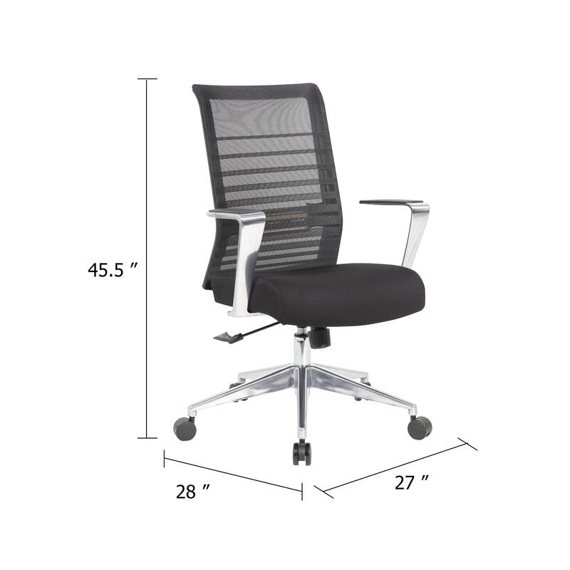 Zara Rolling Task Chair, Black Mesh, Aluminum Synchro-Tilt Mechanism