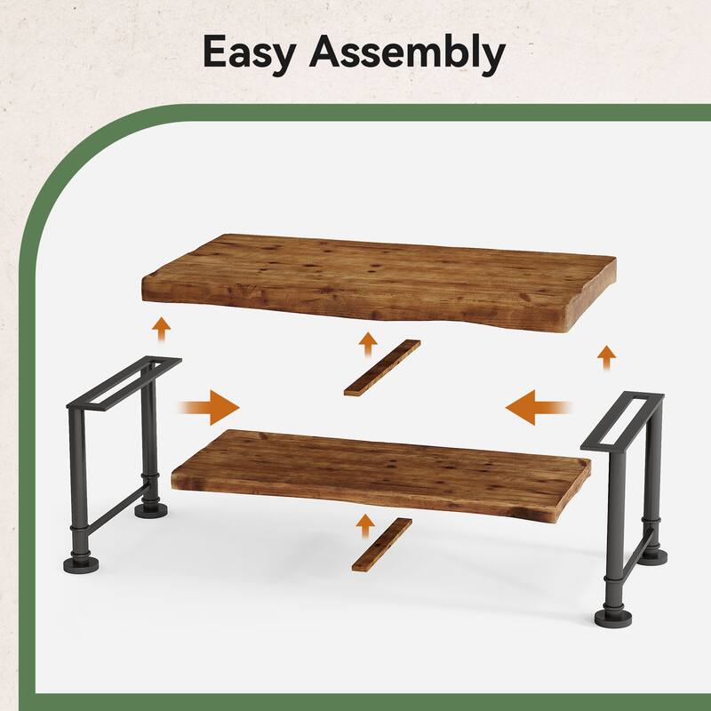 Solid Wood Coffee Table, 47" Rectangular Accent Center Table