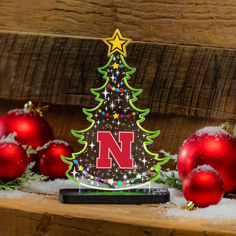 10" LED Tabletop Christmas Tree Desklite Sign, University of Nebraska