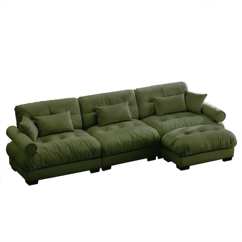 Comfort Convertible Modular Velvet Sectional Sofa Cloud Couch for Living Room