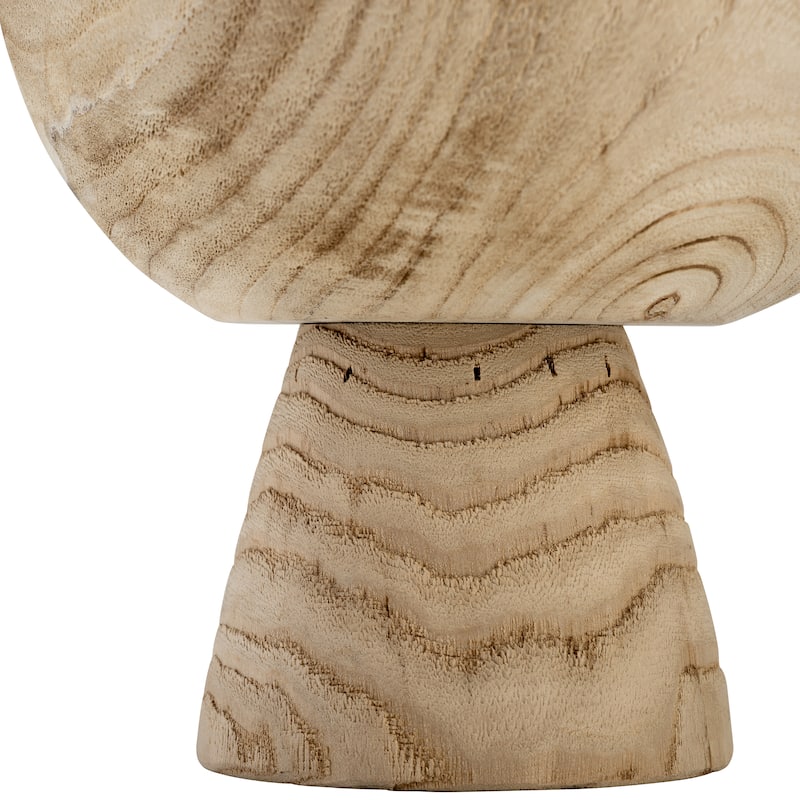Decorative Round Wooded Pedestal Bowl - Home Decor - 8", Natural Brown