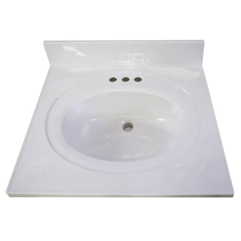 Design House 591032 Wyndham 1-Door Bathroom Vanity with Cultured Marble 4" Centerset White on White Vanity Top