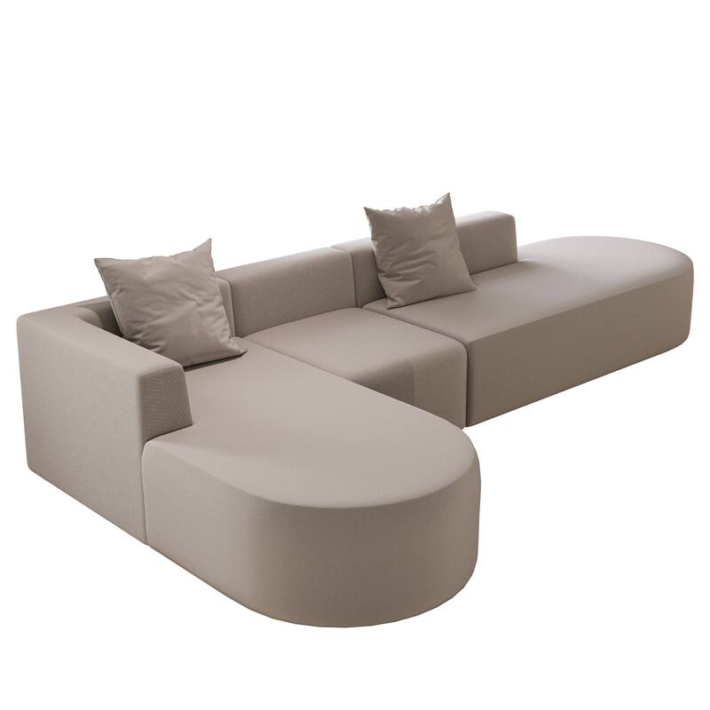 L Shaped Modular Sectional Sofa with Movable Ottoman, Corduroy Boneless Cloud Couch, Full-Compressed Deep Seat Sofa