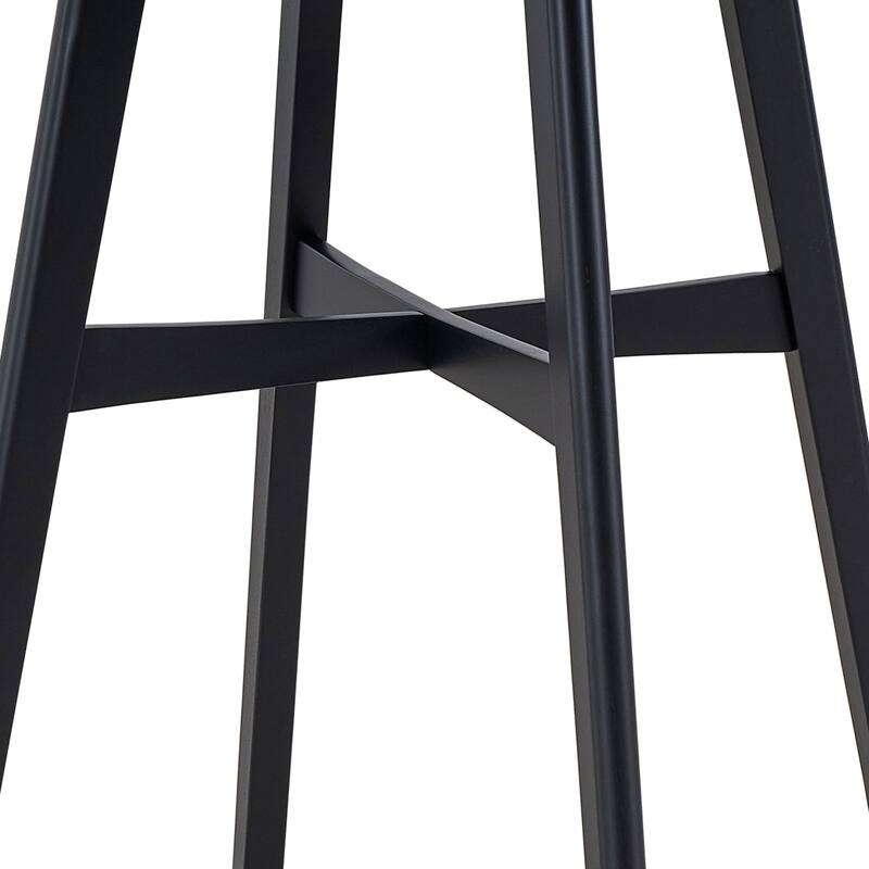 31.5" Oversize Round Bar Table, High-Top Wooden Dining Table with Crossbar, Black MDF Top for Pub & Living Room