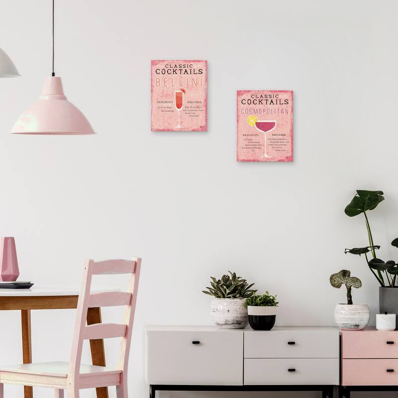 Classic Cocktails Bellini Pink, Classic Cocktails Cosmopolitan Pink by Michael Mullan Canvas Art Prints