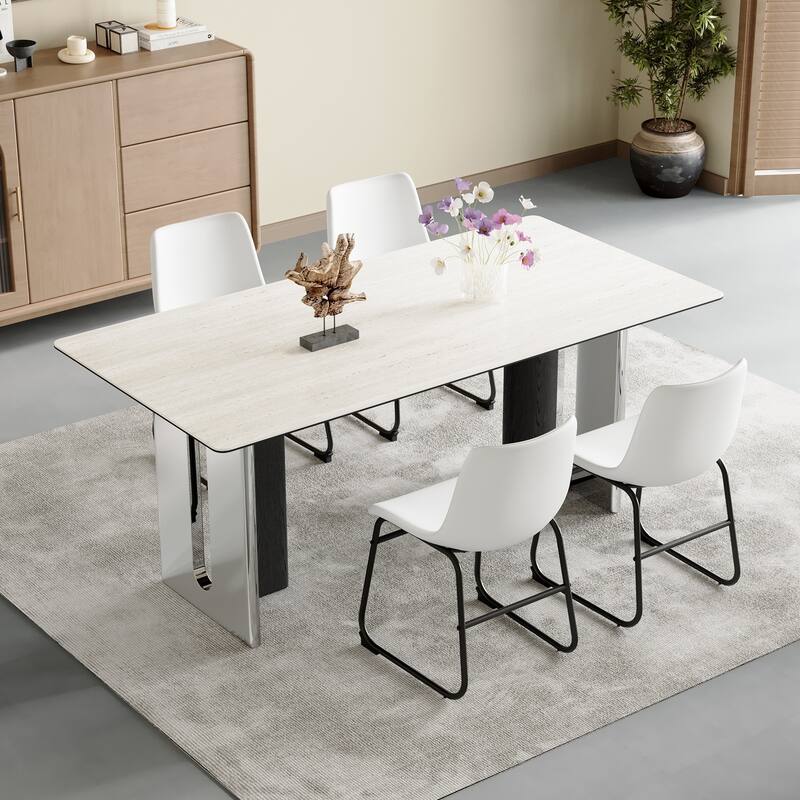 4Pcs Suede Dining Chairs, Bar Stools for Industrial and Vintage Style