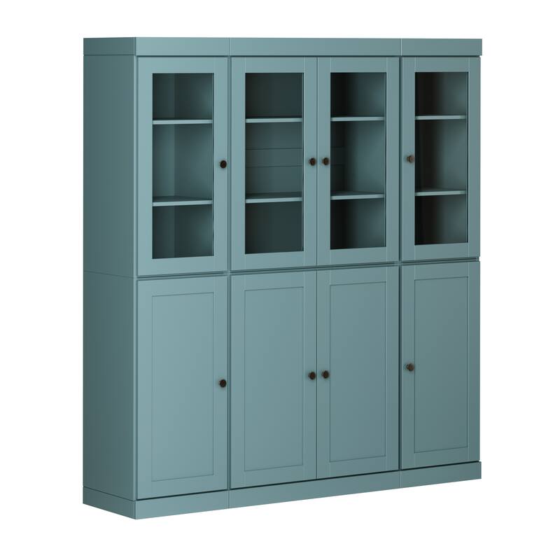 Palace Imports 100% Solid Wood 65" Pantry Cabinet with Clear Glass, Shaker Doors, 2-Drawers and Adjustable Shelves