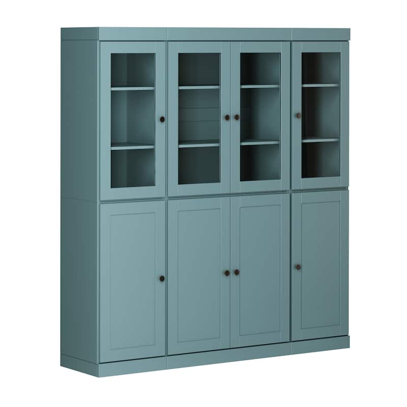 Palace Imports 100% Solid Wood 65" Pantry Cabinet with Clear Glass, Shaker Doors and Adjustable Shelves