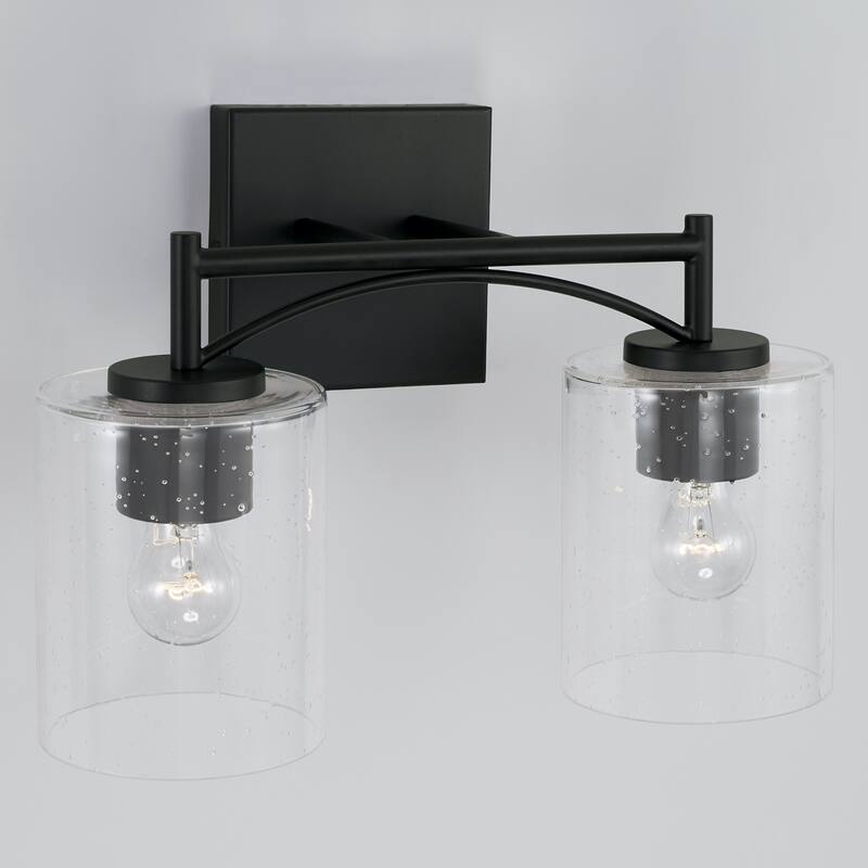 Peyton Matte Black Bath/ Vanity Fixture w/ Clear Seeded Glass