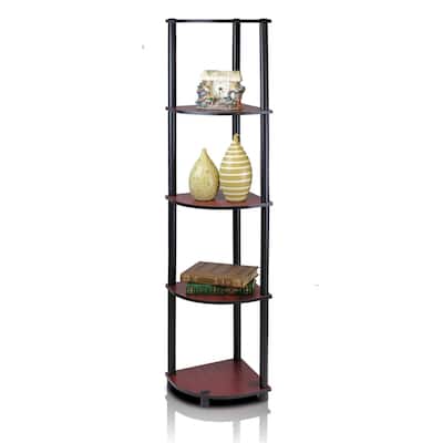 5 Tiers Wood Household Shelving Unit in Dark Cherry/Black (11.6 in. W x 57.7 in. H x 11.6 in. D)