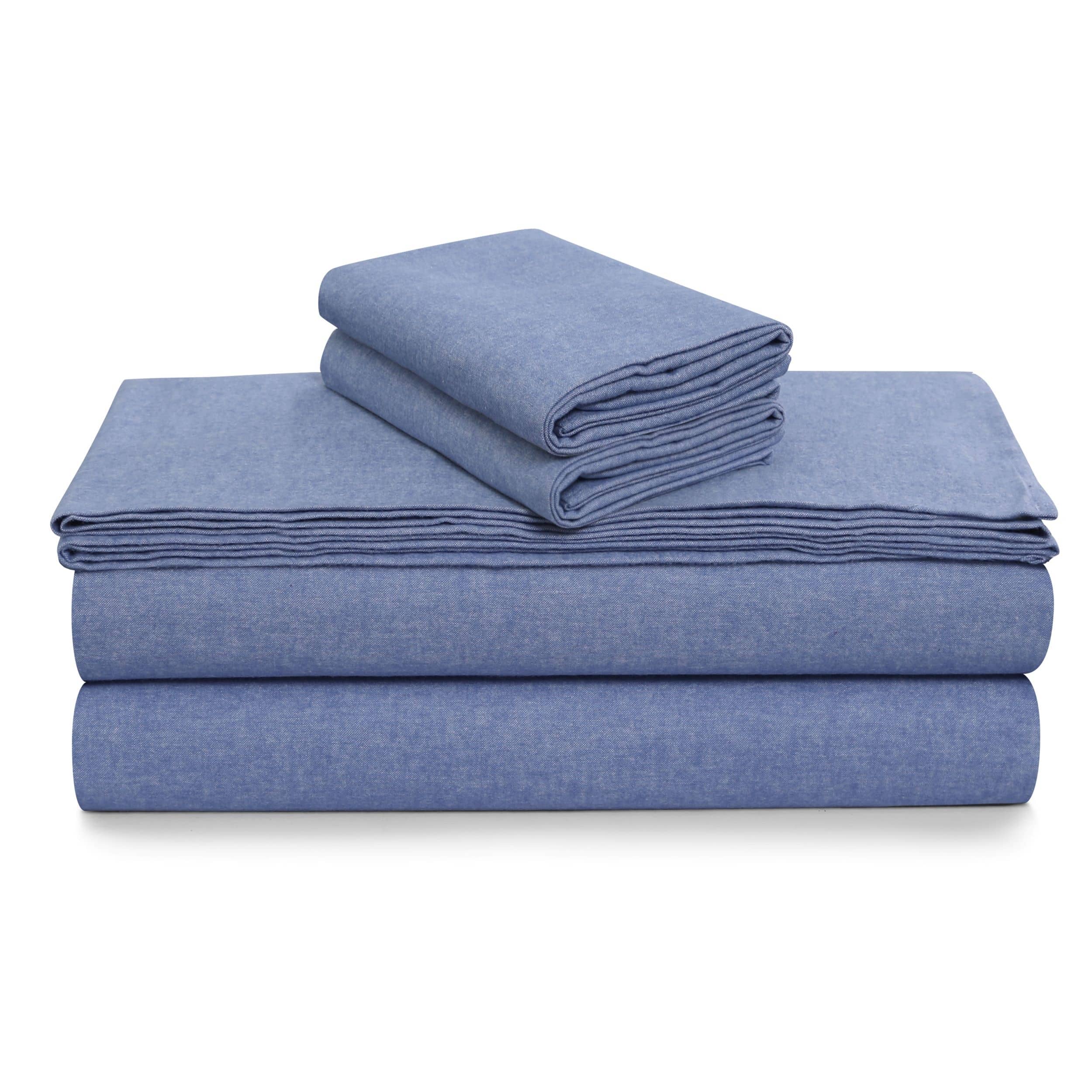 Portuguese Yarn Dyed Cotton Flannel Extra Deep Pocket Sheet Set - On ...