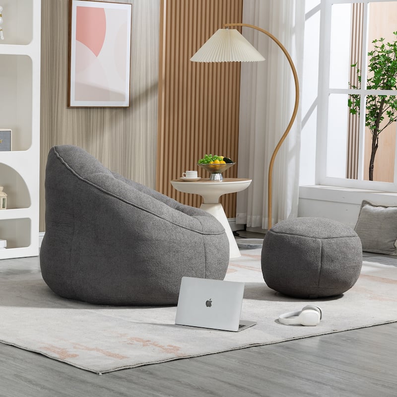 Roomfitters Bedding Bean Bag Sofa Chair - High Pressure Foam Bean Bag Chair for Adults with Padded Foam Padding and Footrest