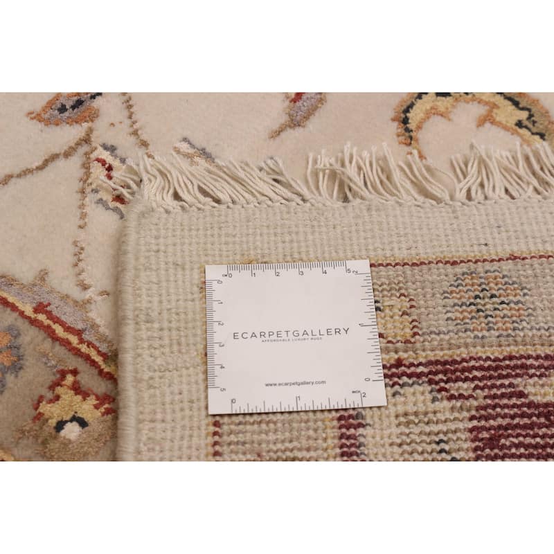 ECARPETGALLERY Hand-knotted Finest Agra Jaipur Ivory Viscose, Wool Rug - 7'7 x 9'11