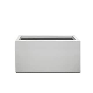Kante Rectangular Lightweight Pure White Concrete Metal Indoor Outdoor Planter Pot, w/ Drainage Hole for Patio, Home and Garden