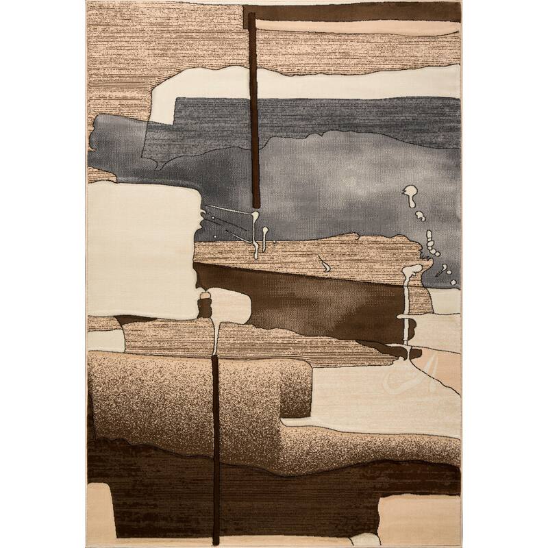 Rhodes Collection Abstract Area Rug - 6'9'' x 9'6'' - Gray/Cream