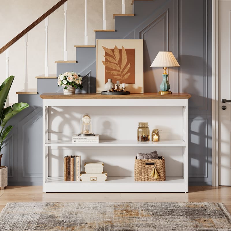 Modern Console Table for Entryway, 41.34 Inch White Sofa Table Behind the Couch