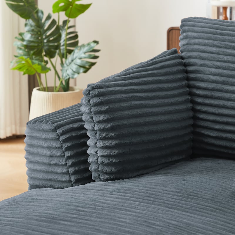 Oversized Corduroy Chaise Lounge Chair, Dark Grey, No Assembly Required