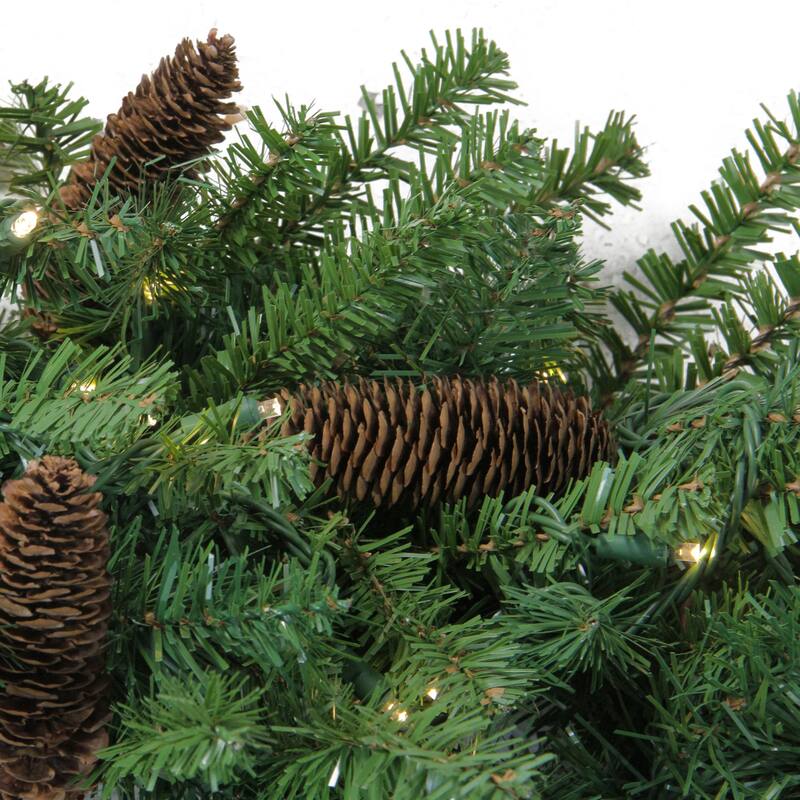 LED Dakota Red Pine Artificial Christmas Wreath 48" Warm White Lights