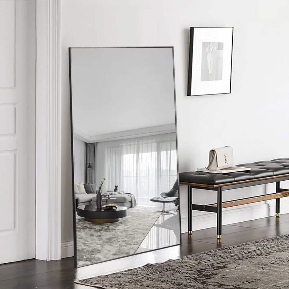 Modern Aluminum Alloy Thin Framed Full Length Floor Mirror