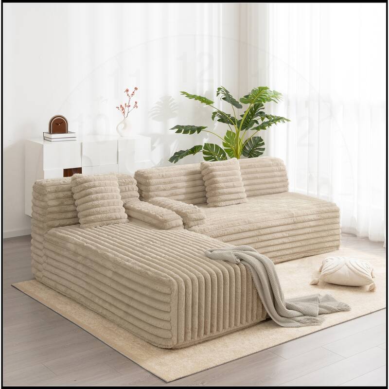 110" Cloud Sectional Sofa Upholstered Free-combined - Light Coffee