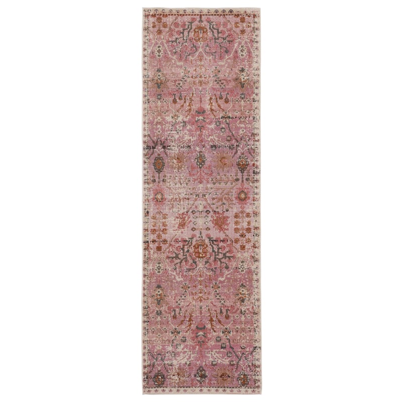 Elva Indoor/ Outdoor Oriental Area Rug - 2'6"X8' - Pink