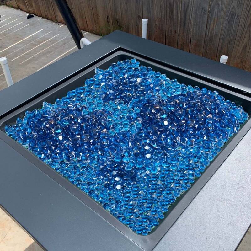 Caribbean Blue Fireproof Diamond Fire Glass Beads 1 Inch Heat Resistant - 1 inch