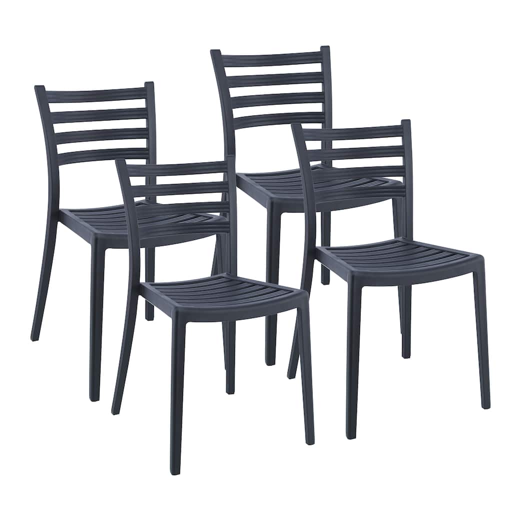 Porthos Home Faro Dining Chairs Set Of 4, PP Plastic, Stackable Design
