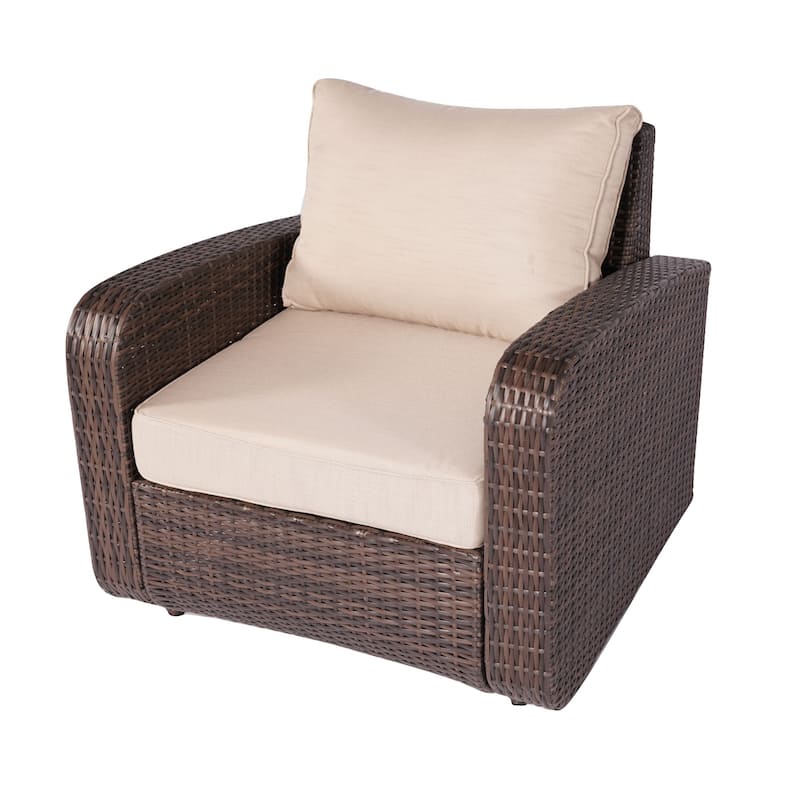 4/5-Piece PE Wicker Outdoor Sofa Set with 50,000 BTU Propane Fire Pit Table