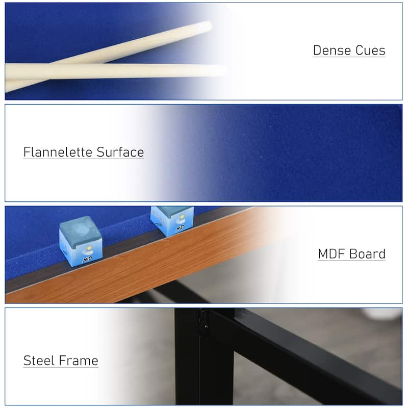 Soozier Portable Folding Billiards Table Game Pool Table for Kids Adults With Cues, Ball, Rack, Brush, and Steel Frame