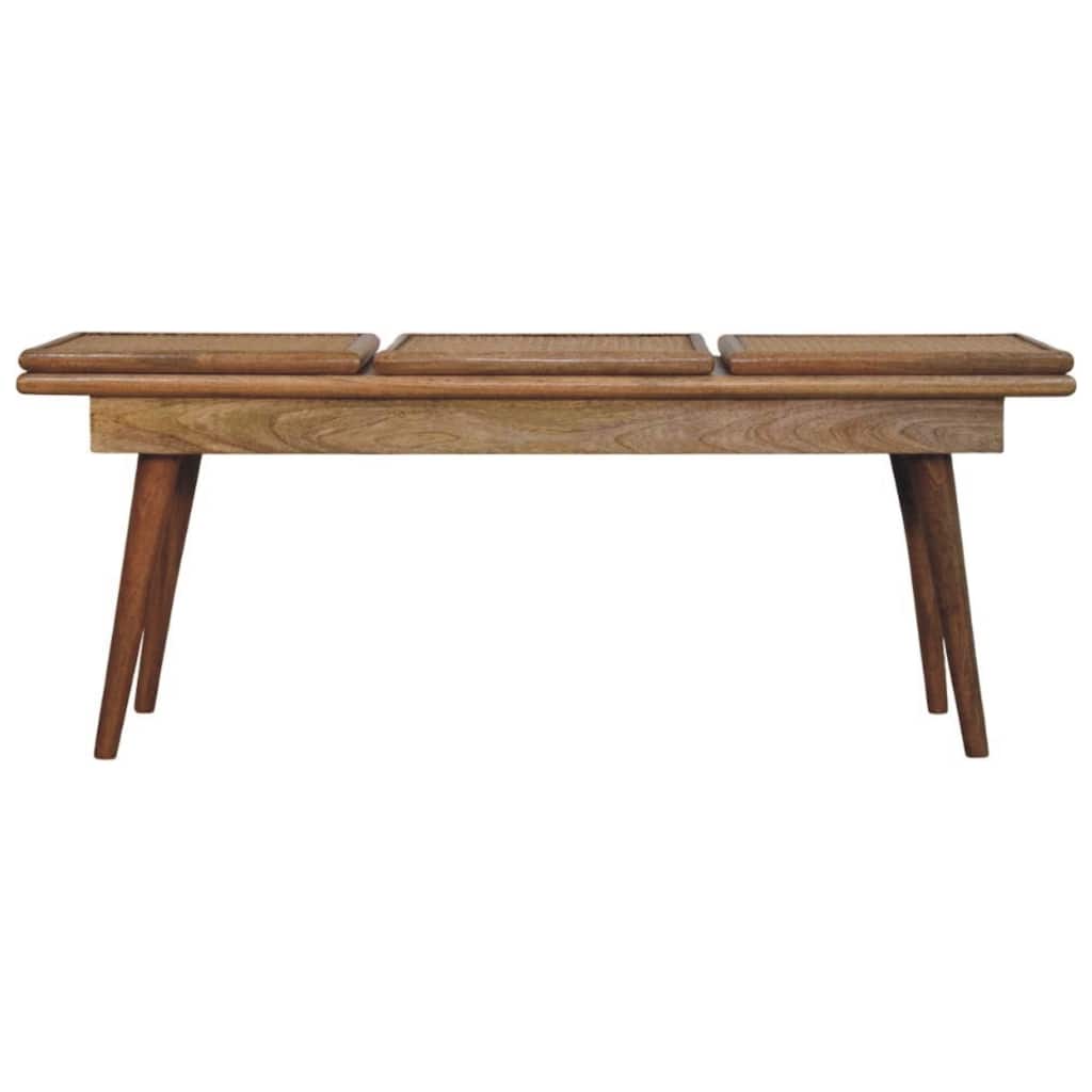 Artisan Furniture Solid Wood Larissa Triple Accent Oak-ish Cane Bench