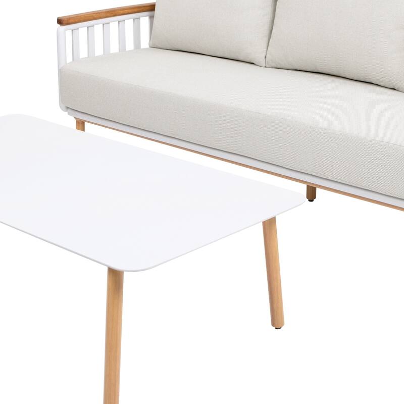 Rhodes Upholstered Teak & Aluminum Outdoor Patio Conversation Set