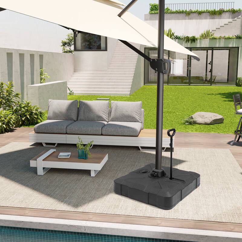 Pellebant 300 lbs Patio Cantilever Umbrella Base with Wheels and Rod